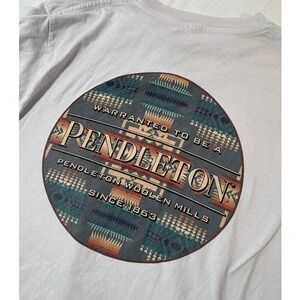Pendleton Mens Long Sleeve Graphic T-Shirt Gray Cotton Logo Size Medium